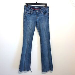 Refuge | Juniors Premium Denim Flare Blue Jeans Medium Wash